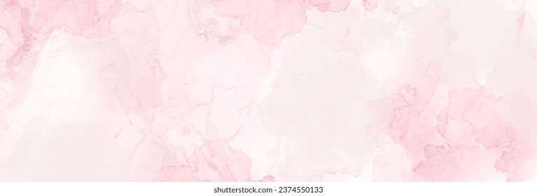 Blush pink watercolor fluid painting vector design card. Dusty rose and white marble geode frame. Spring wedding invitation. Petal or veil texture. Dye splash style. Alcohol ink.Isolated and editable