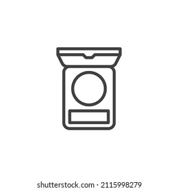 Blush powder line icon. linear style sign for mobile concept and web design. Eye shadow cosmetics outline vector icon. Symbol, logo illustration. Vector graphics