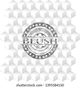 Blush realistic grey emblem with cube white background