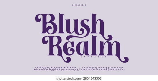 Blush Realm Luxury alphabet letters font. Typography elegant wedding classic lettering serif fonts decorative vintage retro concept. vector illustration