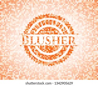 Blusher abstract orange mosaic emblem with background