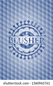 Blusher blue hexagon badge.