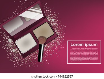 Blusher and brush cosmetic ads template