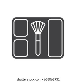 Blusher glyph icon. Silhouette symbol. Blusher box with brush. Negative space. Vector isolated illustration