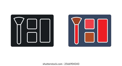 Blusher icon set in black and colored