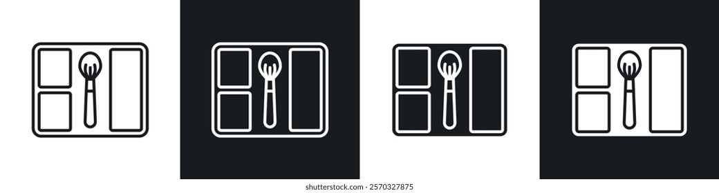 Blusher icons vectors set in black. line and flat versions