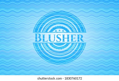 Blusher light blue water style emblem. Vector Illustration. Detailed. 