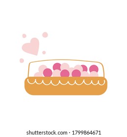 Blusher or powder in a jar, face cosmetics for every day. Hand drawn flat illustration.