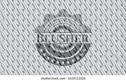 Blusher silver color badge. Scales pattern. Vector Illustration. Detailed.