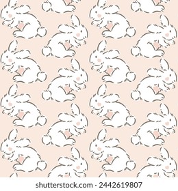 
Blushing bunnies running capturing the spirit of Easter and spring with dark brown,off white,cream. Great for home decor, fabric, wallpaper, gift-wrap, stationery, and packaging design projects.
