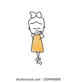 Blushing character emoji. Editable line blushed character.