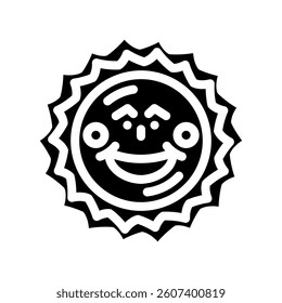 blushing cheeks cute sun character glyph icon vector. blushing cheeks cute sun character sign. isolated symbol illustration