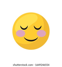 Blushing emoji face flat style icon design, Cartoon expression cute emoticon character profile facial toy adorable and social media theme Vector illustration