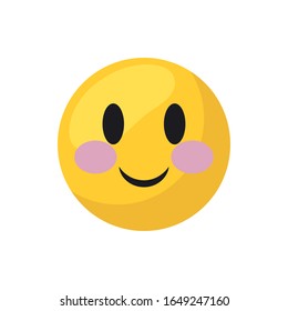 Blushing emoji face flat style icon design, Cartoon expression cute emoticon character profile facial toy adorable and social media theme Vector illustration