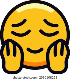 Blushing emoji with hands on cheeks, expressing shyness and happiness.