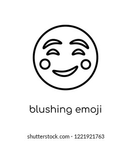 blushing emoji icon. Trendy modern flat linear vector blushing emoji icon on white background from thin line Emoji collection, outline vector illustration