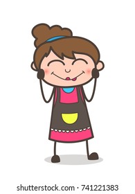 Blushing Face Expression - Beautician Girl Artist Cartoon Vector