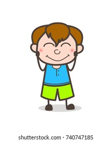 Blushing Kid Face - Cute Cartoon Boy Illustration