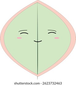 Caractere de folha rubor com uma expressão tímida. Um design suave para aplicativos educacionais, visuais ecológicos ou pacotes de emoção.