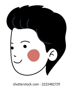 blushing man face over white