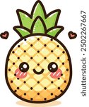 A blushing pineapple with a smiling face Vector Illustration