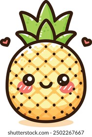 Eine strahlende Ananas mit einem lächelnden Gesicht, Vektorgrafik