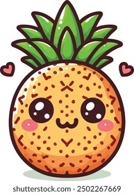 A blushing pineapple with a smiling face Vector Illustration