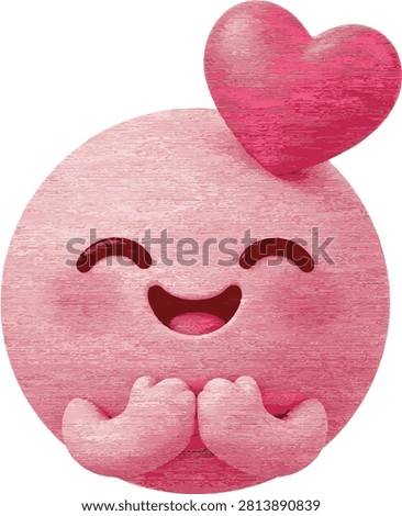 Blushing Pink Emoji Beaming with Heart Above Head and Hands Clasped Together