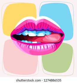 Blushing Red Lips - Eps 10 - Vector