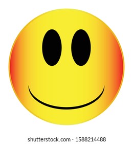 A blushing smile face button isolated on a white background