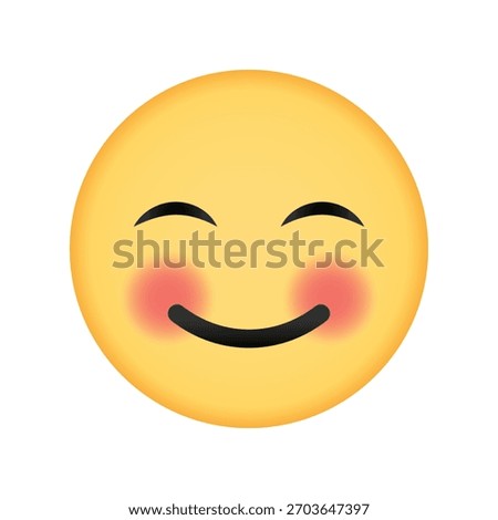 Blushing yellow emoji face with closed eyes and smile