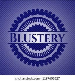 Blustery badge with denim texture