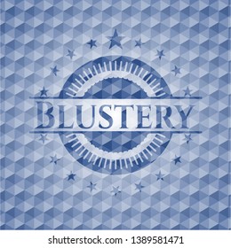 Blustery blue polygonal emblem. Vector Illustration. Detailed.