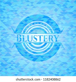  Blustery realistic light blue emblem. Mosaic background