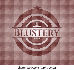 Blustery red badge with geometric pattern background. Seamless.