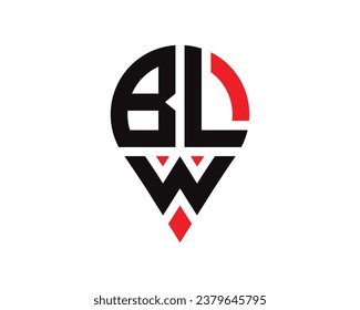 BLW letter location shape logo design. BLW letter location logo simple design.