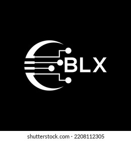 BLX Letter logo black background .BLX technology logo design vector image in illustrator .BLX letter logo design for entrepreneur and business.
