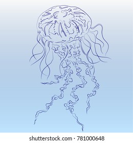 Blye medusa on sea