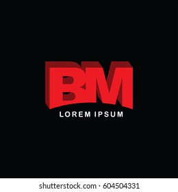bm alphabet letter logo brand template logotype - below round under cut