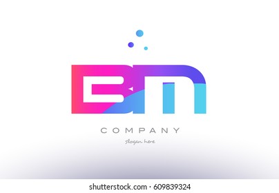 bm b m  creative pink purple blue modern dots creative alphabet gradient company letter logo design vector icon template