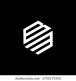 BM, B M letter logo design. Initial letter BM logo on black background.