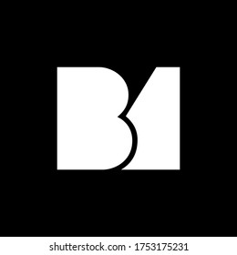 BM, B M letter logo design. Initial letter BM logo on black background.