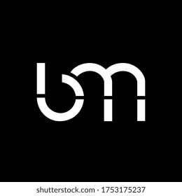 BM, B M letter logo design. Initial letter BM logo on black background.
