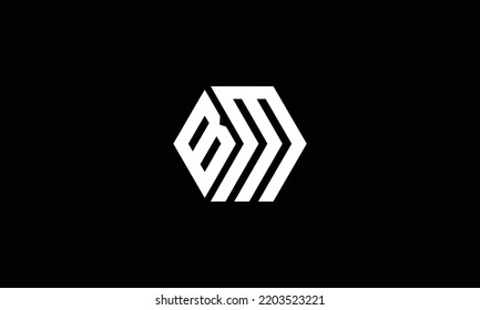 BM, diseño del logotipo de la letra B M. Logo de la carta inicial BM sobre fondo negro.