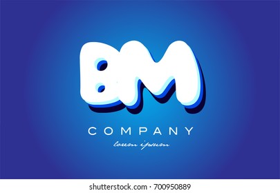 BM B M letter logo combination alphabet vector creative company icon design template modern blue white 3d