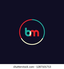 BM B M logo design with colorful circle frame. Modern logo template with bright color concept. vector illustration