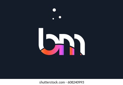 bm b m  pink modern creative purple alphabet white blue gradient company letter logo design vector icon template