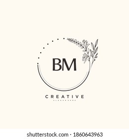 BM Beauty vector initial logo art, handwriting logo of initial signature, wedding, fashion, jewerly, boutique, floral and botanical with creative template for any company or business.