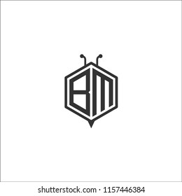 BM BEE INITIAL LOGO DESIGN INSPIRATION