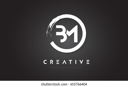 BM Circular Letter Logo with Circle Brush Design and Black Background.
